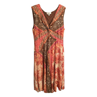 Plunge Orange and Brown Dress