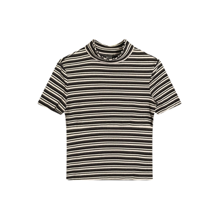 Mock Neck Black and White Short Sleeve
