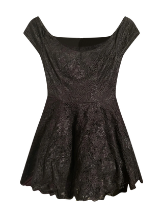 Off the Shoulder Black Lace Mini Dress