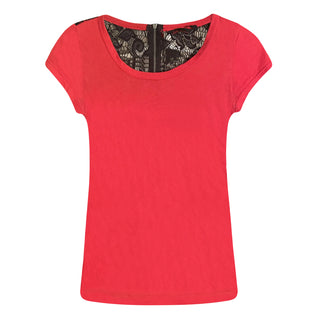 Red and Black Lace Back Tee