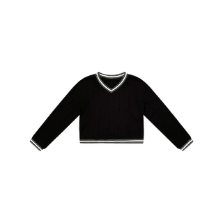 Black Long Sleeve V Neck