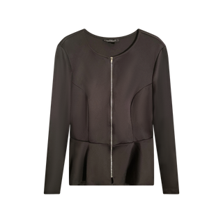 Black Zip Up Peplum Long Sleeve