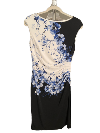 Boat Neck Cap Sleeve Floral Dress