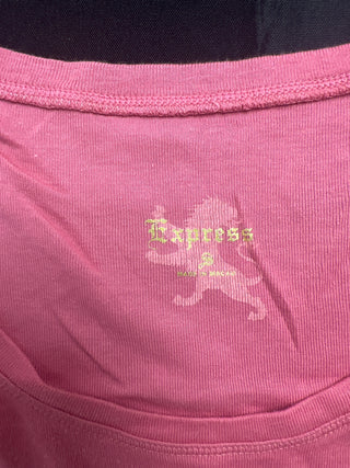 Express Pink Embossed Graphic Tank Top - Size S