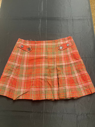 GAP Red and Olive Plaid Pleated Mini Skirt - Size 4