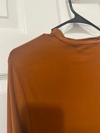 eyecandy Rust Draped Neck Long Sleeve Top – Soft Stretch (Size L)
