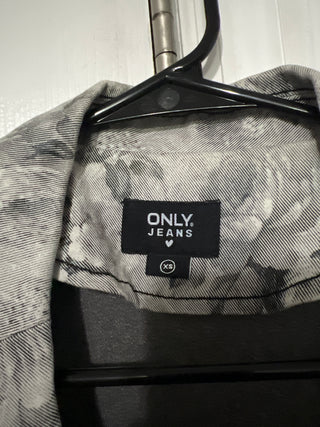 Only Jeans Grey Floral Fade Denim Blazer - Size XS