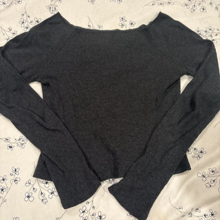 Brandy Melville Size Small Ribbed Long Sleeve Top Cropped Fitted Grey Basic