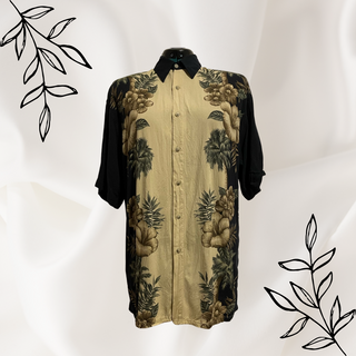 Campia Moda Black Floral Tropical Button-Up Shirt
