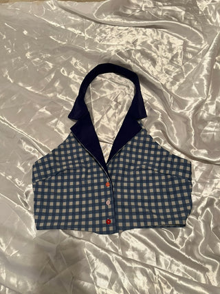 Cider Checkered Halter Top
