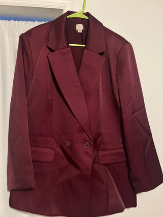 Burgundy Structured Blazer XL Wine Red Structured Jacket Work Office