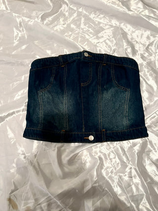Forever 21 Dark-Wash Denim Strapless Tube Top (L)