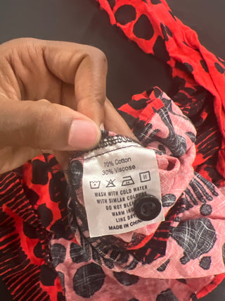 LucMatton Design Red and Black Abstract Print Tunic Top Size Medium
