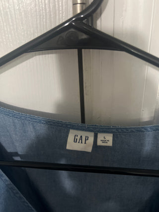 Gap Medium Wash Blue Chambray Button-Front Dress - Size L