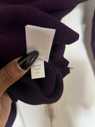 Cable & Gauge Purple Cowl Neck Scallop Hem Sweater Top, Size L