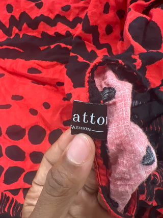 LucMatton Design Red and Black Abstract Print Tunic Top Size Medium