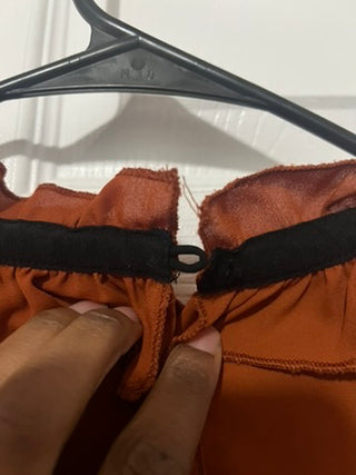 Blashe Burnt Orange Ruffle Blouse Women's Medium Feminine Tie Neck Top