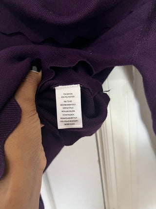 Cable & Gauge Purple Cowl Neck Scallop Hem Sweater Top, Size L