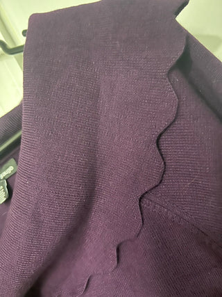 Cable & Gauge Purple Cowl Neck Scallop Hem Sweater Top, Size L