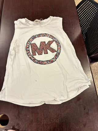 Michael Michael Kors Floral Logo Sleeveless Tee — White, Size L