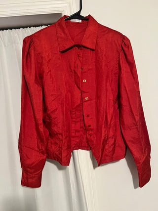 Vintage Marco Ricci Couture Red Textured Blouse — Size 40