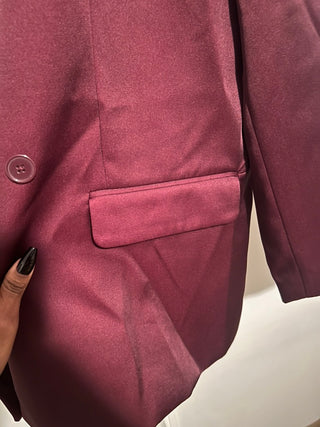 Burgundy Structured Blazer XL Wine Red Structured Jacket Work Office