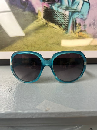 Teal Blue Oversized Square Geometric Sunglasses