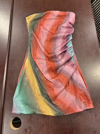 Cider "Closet's Happy Hour" Rainbow Glitter Strapless Mini Dress — Size S