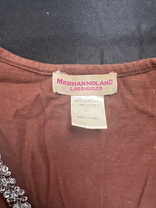 Meghan Noland Rust Brown Rhinestone-Trim Tank Top - Size L