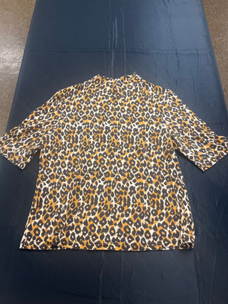 Anthropologie Leopard Print Mock Neck Top