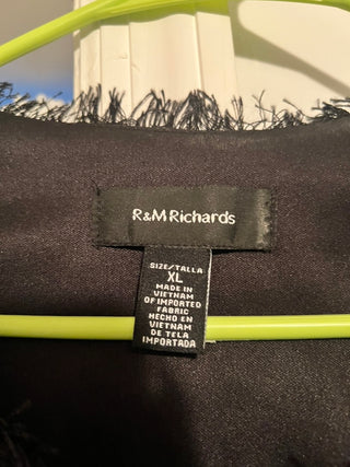 R&M Richards Black Fringe Jacket XL Cropped Evening Bolero Textured Formal