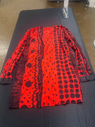 LucMatton Design Red and Black Abstract Print Tunic Top Size Medium