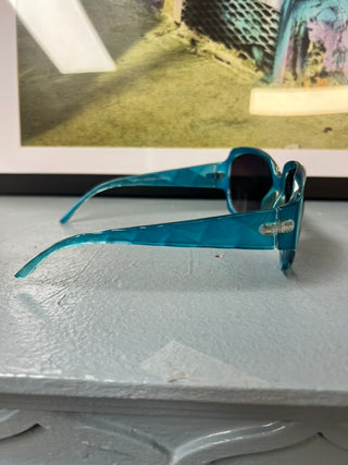 Teal Blue Oversized Square Geometric Sunglasses