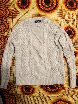Elfric Eden Cable Knit Sweater Medium Cream Fisherman Knit Streetwear Pullover