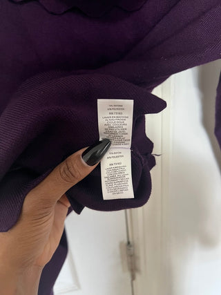 Cable & Gauge Purple Cowl Neck Scallop Hem Sweater Top, Size L