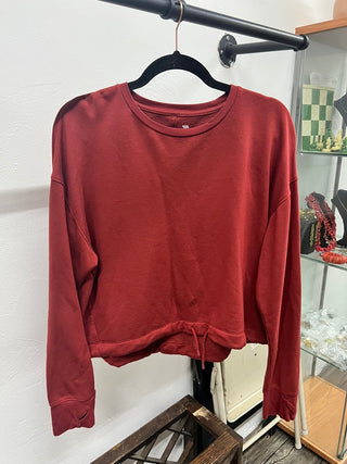 All In Motion Cropped Drawstring Sweatshirt (Rust Red, Medium)