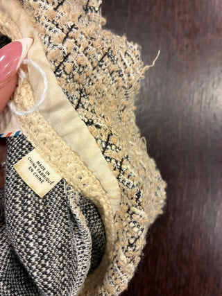 Anthropologie Bouclé Tweed Collared Top — Cream & Black, Size Large
