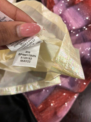 BP. Iridescent Holographic Button-Down Shirt — Ivory/Pearl, Size XS