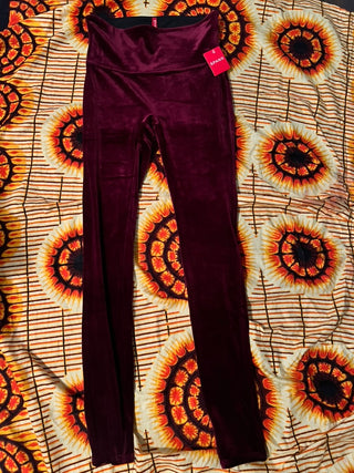 Spanx Velvet Leggings Womens Medium Burgundy High Waisted NWT