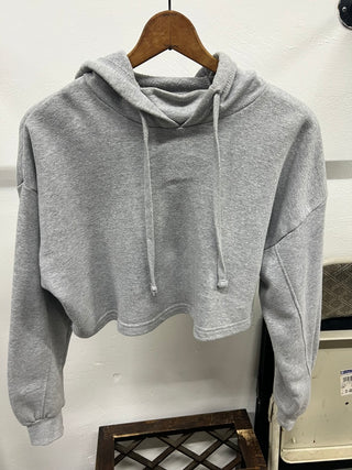 Flirtitude Active Gray Cropped Hoodie – Cozy Fleece Lined