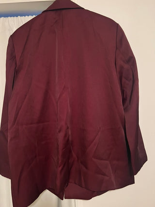 Burgundy Structured Blazer XL Wine Red Structured Jacket Work Office