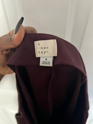 A New Day Burgundy Satin Finish Trousers, Size 8