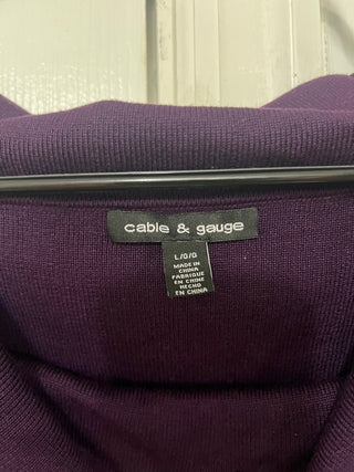 Cable & Gauge Purple Cowl Neck Scallop Hem Sweater Top, Size L
