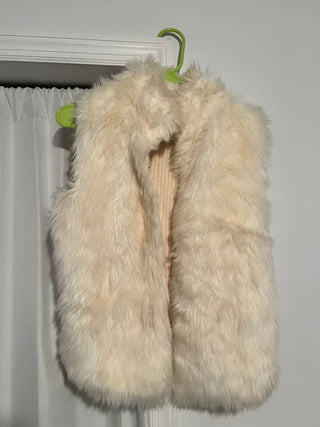 Cream Faux Fur Knit-Back Vest – Size M