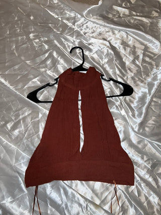 Silence + Noise Brown Halter Zip-Front Top