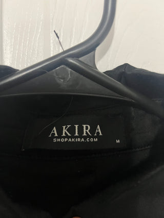 Akira Black Cutout Ring Waist Shirt Dress Edgy Mini Long Sleeve Women's Medium