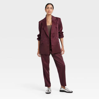 A New Day Burgundy Satin Finish Trousers, Size 8