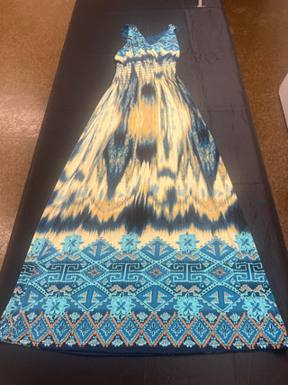 ACE Fashion Blue & Yellow Tie-Dye Boho Maxi Dress - Size L