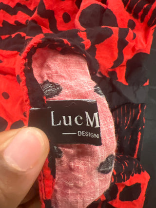 LucMatton Design Red and Black Abstract Print Tunic Top Size Medium