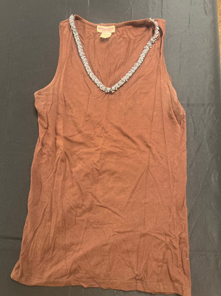 Meghan Noland Rust Brown Rhinestone-Trim Tank Top - Size L